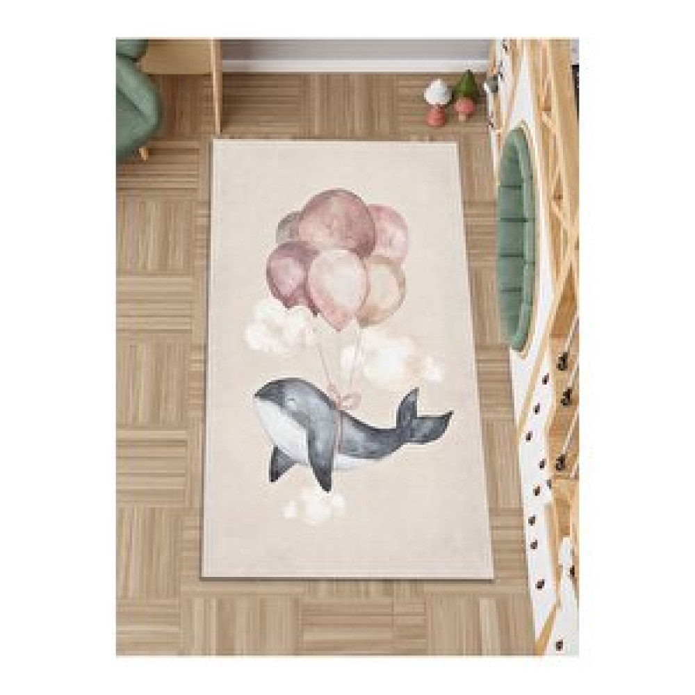 İnspira Balina Desenli Halı Yıkanabilir Kaymaz Taban Bebek Odası 6672c 60x100 cm Bebek Odası Halı Fiyatı