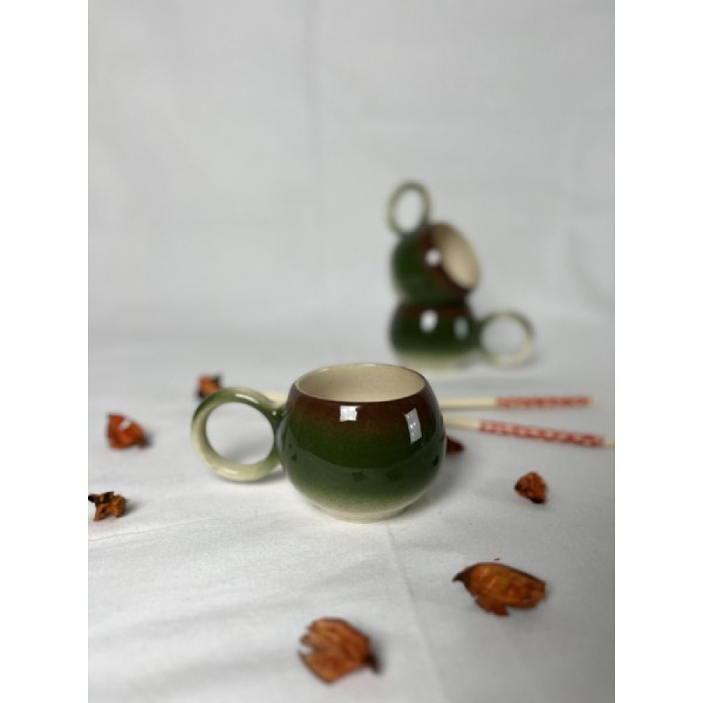 Inspire Ceramic E Yapımı Seramik Retro Kahve Kupası Türk Kahvesi Fincanı 150 ml - Yeşil Fincan / Bardak / Kahve Takımı Fiyatı