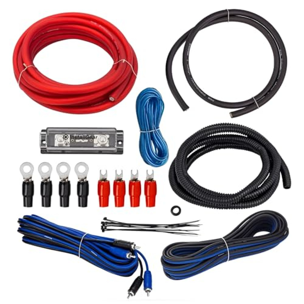InstallGear 4 Gauge Amp Kit - Amp Kit with Amplifier Installation Wiring True Spec and Soft Touch Wire - 4 Gauge Wire - Amp Wiring Kit 4 Gauge - Sub Wiring Kit - Amp Wire Kit