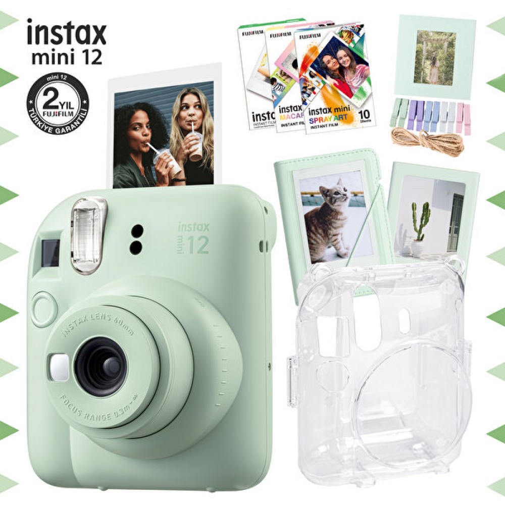 Instax Mini 12 Yeşil Fotoğraf Makinesi 30'lu Film Albüm Mandal Çerçeve ve Kılıf Mega Set 2-Fotsi197-S8-Ms2 Dijital Fotoğraf Makineleri Fiyatı