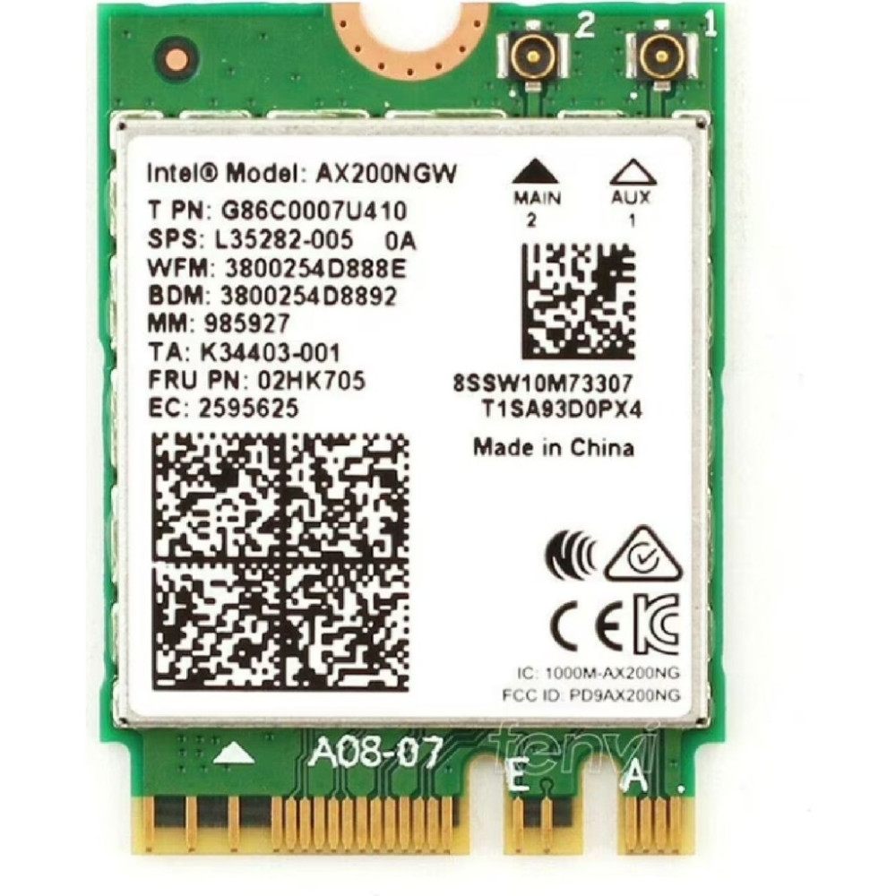 Intel AX200NGW M.2 Wi‑fi 6 Kartı + Bluetooth 5.0 | 2400 Mbps Dual Band - 1 Adet Network Aksesuarları Fiyatı
