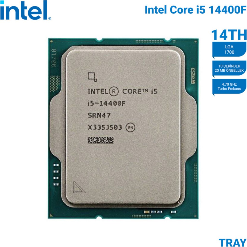 Intel Raptor Lake I5-14400F Tray Vga'sız, Fansız 10 Cores 2,50/4.70GHZ 20MB Lga Bilgisayar Çevirici ve Adaptörü Fiyatı