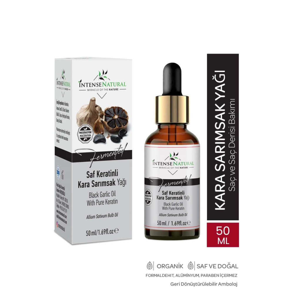 İntense Natural Aşırı Yıpranmış ve Dökülen Saçlara Özel Saf Keratinli Kara Sarımsak Yağı 50 ml Yoğun Saç Bakımı Saç Bakım Maskeleri & Serumlar & Spreyler Fiyatı