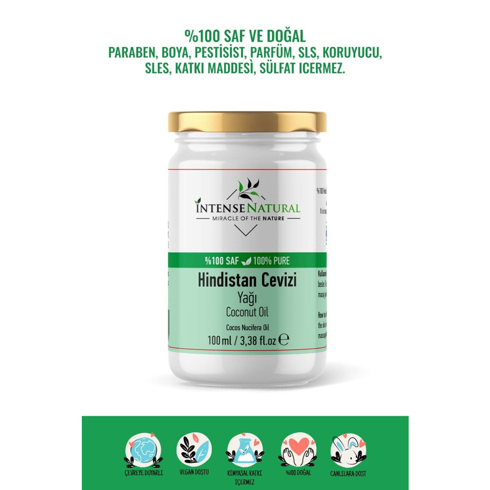 İntense Natural Hindistan Cevizi Yağı Soğuk Sıkım 100 Ml %100 Saf Ve Doğal Coconut Oil Temel Gıda Fiyatı