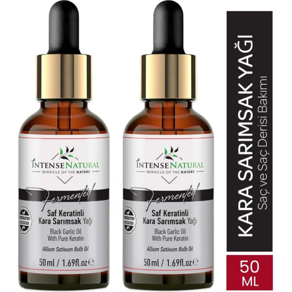 Intense Natural Saf Keratinli Kara Sarımsak Yağı 50 ml x 2 Black Garlic Oil With Pure Keratin - 100 ml Bitkisel Yağlar Fiyatı