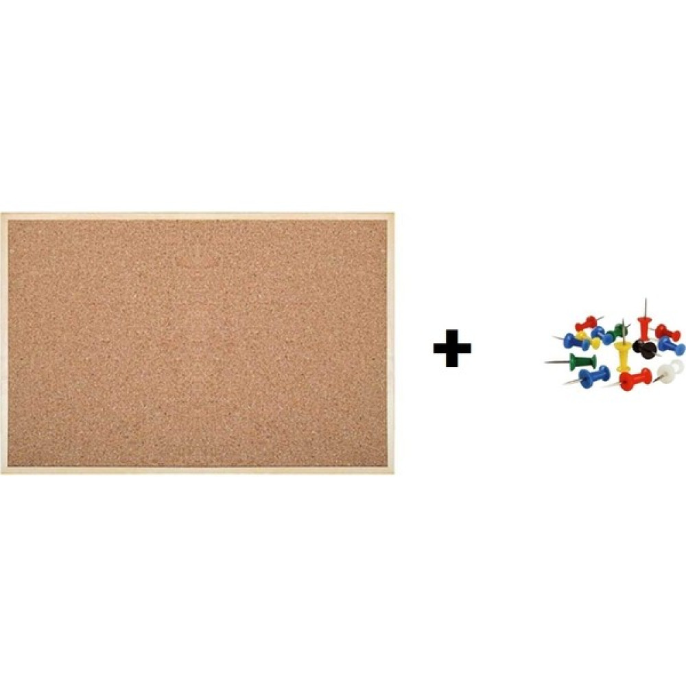 Inter Ahşap Çerçeveli Mantar Pano 30 x 45 cm + Renkli Harita Çivisi Pano Fiyatı