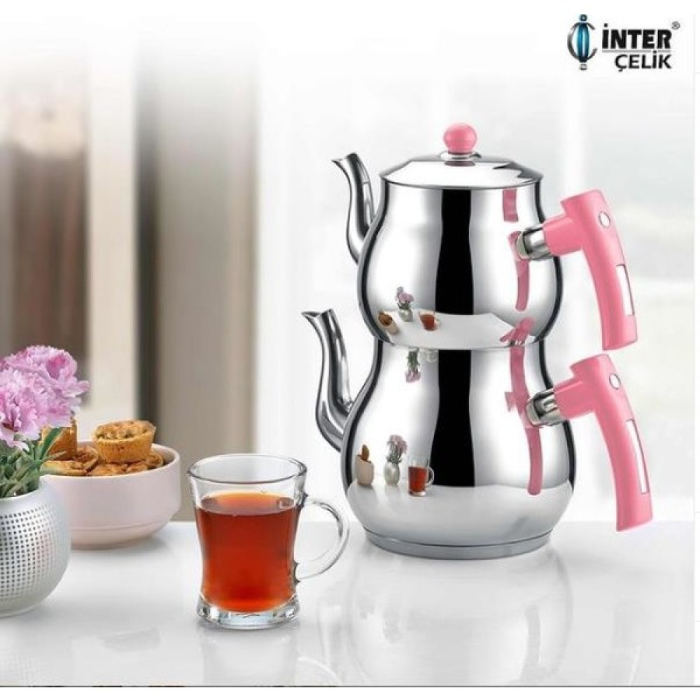 Inter Çelik Mercan Orta Boy Çaydanlık Pembe Çay / Çaydanlık Setleri Fiyatı