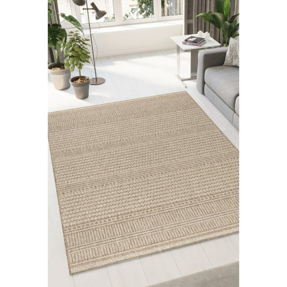 İnter Halı Modern Jüt Görünümlü Halı Kolay Temizlenebilen Dayanıklı Salon Halısı Iç ve Dış Mekan Halısı - 80 x 150 cm - Açık Kahve - Bej Salon Halısı Fiyatı