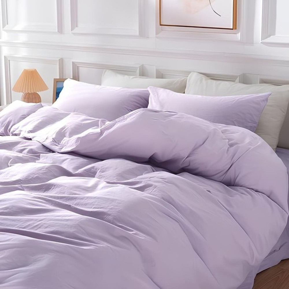 Inter Z Çift Kişilik Nevresim Seti 57 Tel Akfil Kumaş 2 Yastık Kılıflı (9 Renk) - Lila - 200 x 220  cm Nevresim Takımı Fiyatı