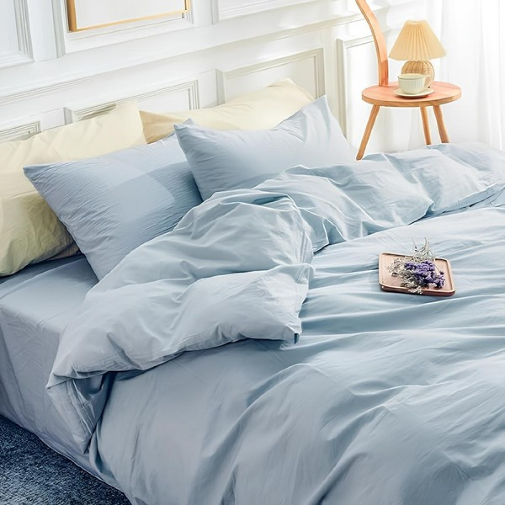 Inter Z Çift Kişilik Nevresim Seti 57 Tel Akfil Kumaş 2 Yastık Kılıflı (9 Renk) - Mavi - 200 x 220  cm Nevresim Takımı Fiyatı