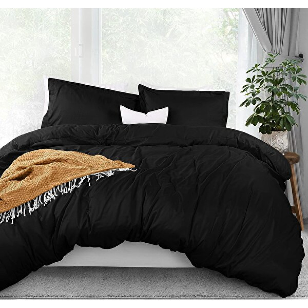 Inter Z Çift Kişilik Nevresim Seti 57 Tel Akfil Kumaş 2 Yastık Kılıflı (9 Renk) - Siyah - 200 x 220  cm Nevresim Takımı Fiyatı