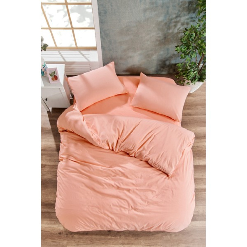 INTER Z Çift Kişilik Nevresim Takımı Lastikli Çarşaf ve 2 Adet Yastık Kılıflı Takım - Somon - 200 x 220 cm Nevresim Takımı Fiyatı