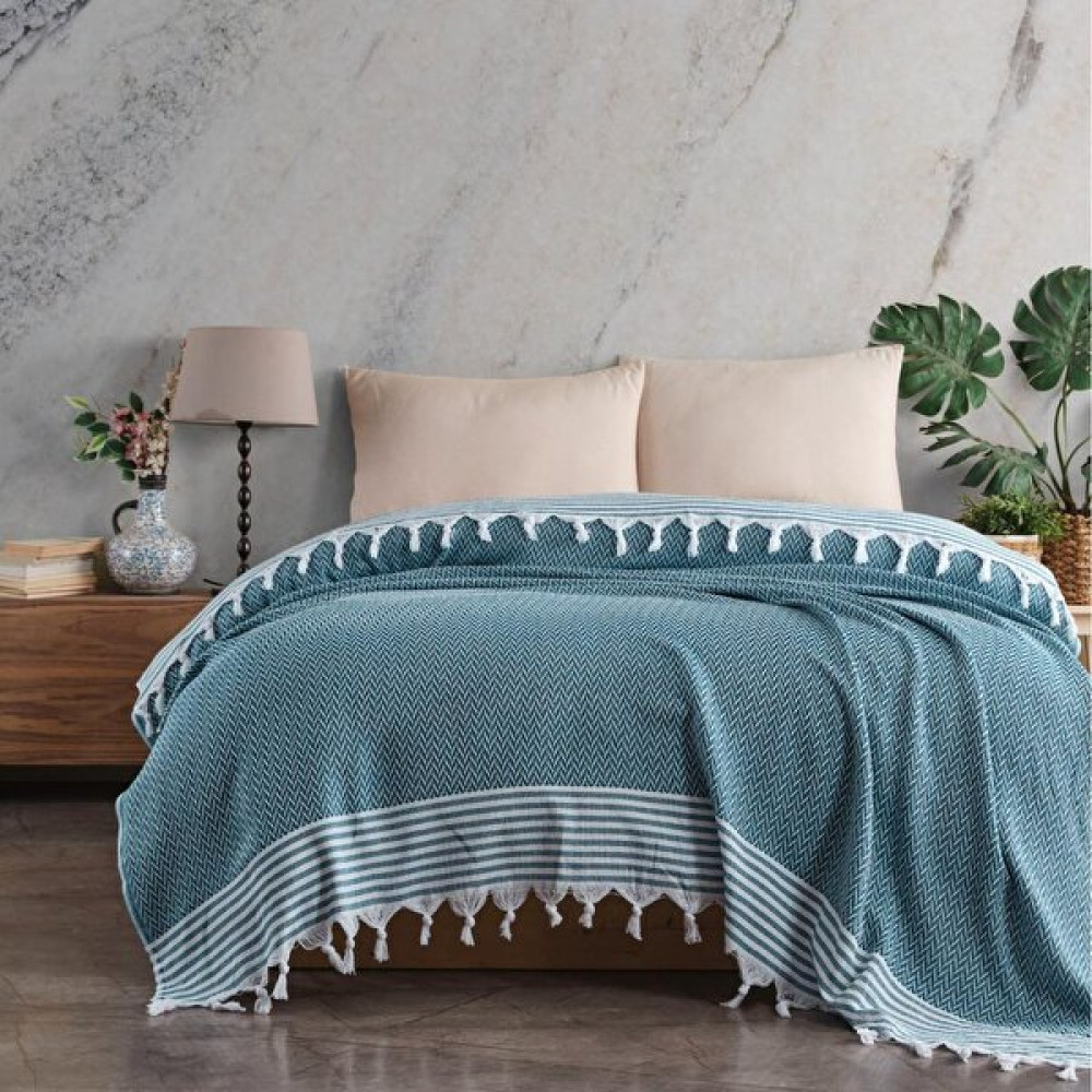 Inter Z Çift Kişilik Pike Antik Desen Laodikya 200X230 cm - Petrol Pike & Pike Takımı Fiyatı
