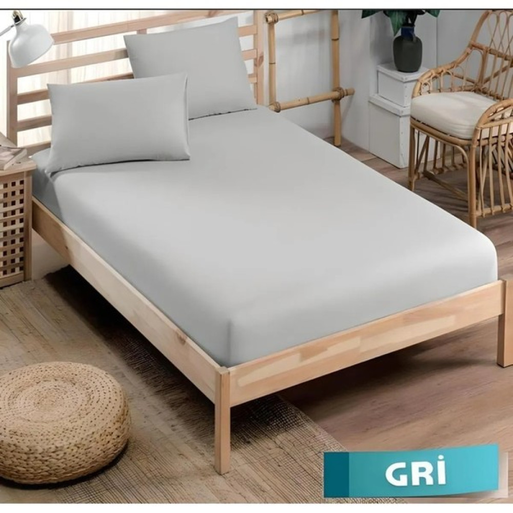 Inter Z Pamuklu Ranforce Kumaş Lastikli Fitted Yastıklı Çarşaf Seti (Tüm Ebatlar) Gri - 120 x 200 cm Çarşaf Fiyatı
