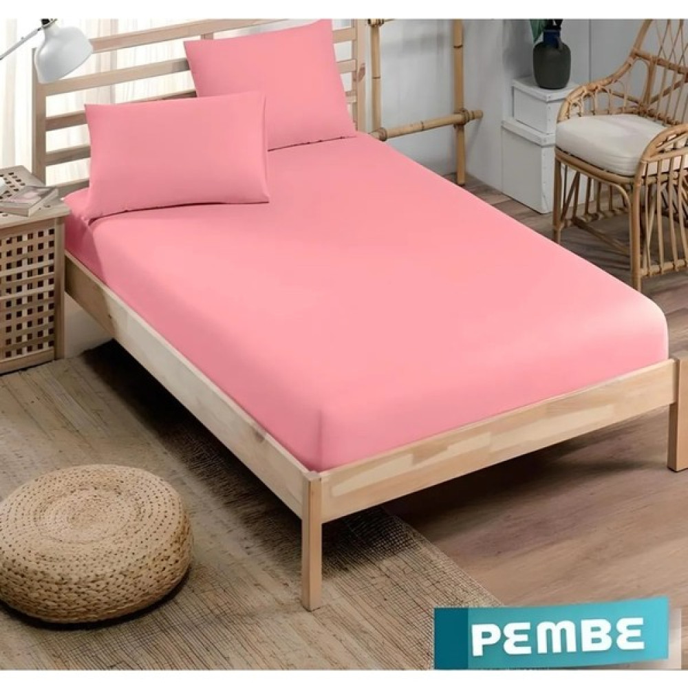 Inter Z Pamuklu Ranforce Kumaş Lastikli Fitted Yastıklı Çarşaf Seti (Tüm Ebatlar) Pembe - 120 x 200 cm Çarşaf Fiyatı