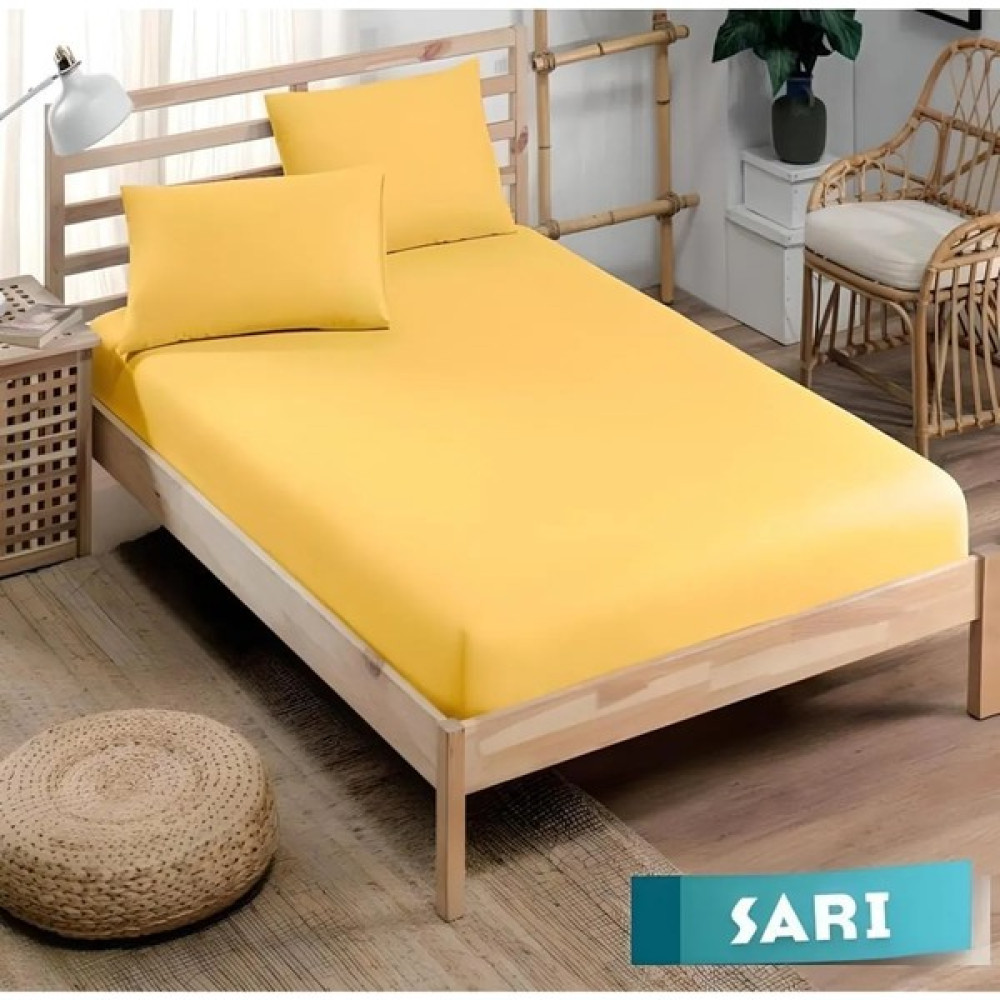 Inter Z Pamuklu Ranforce Kumaş Lastikli Fitted Yastıklı Çarşaf Seti (Tüm Ebatlar) Sarı - 180 x 200 cm Çarşaf Fiyatı