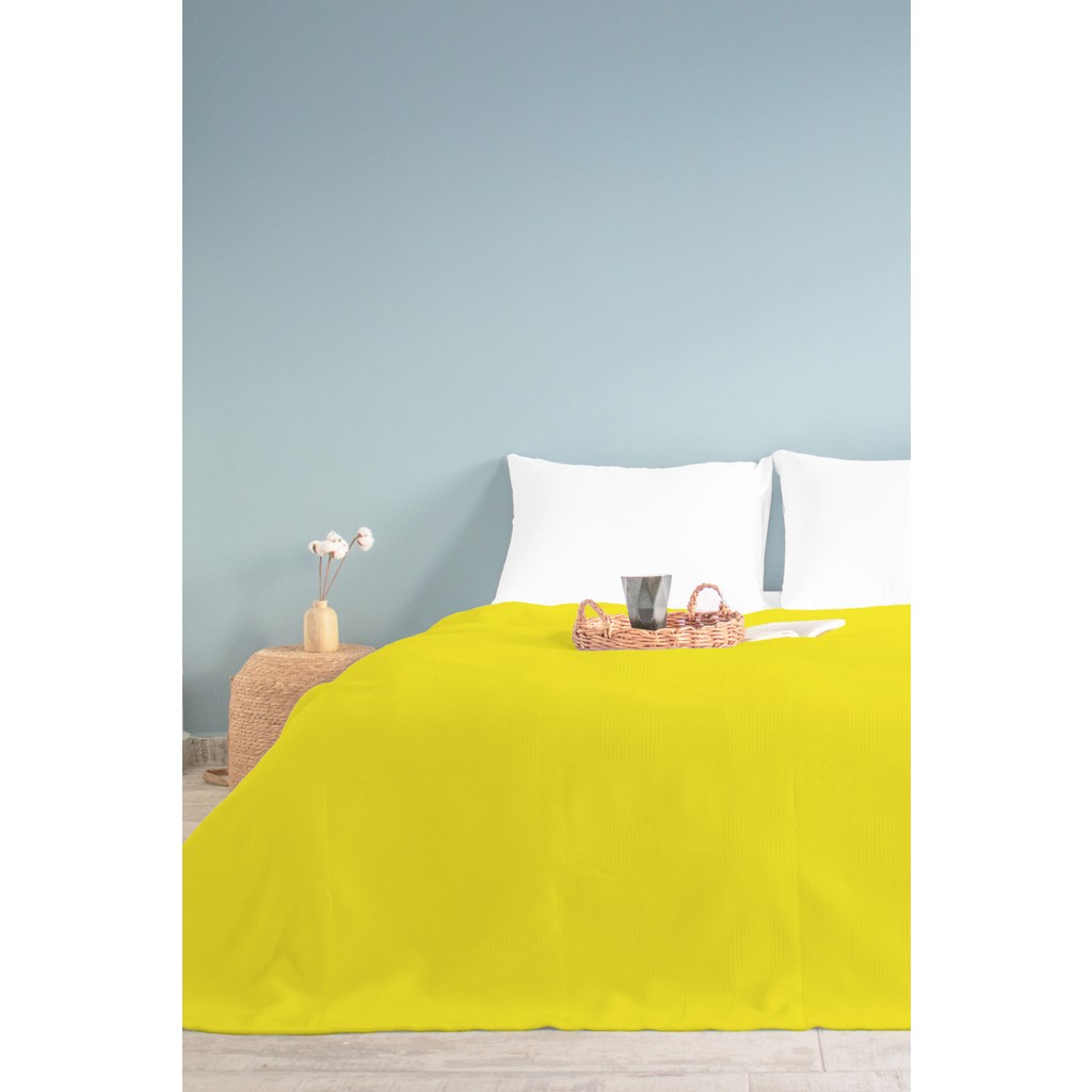INTER Z Tek Kişilik Dama Desenli Pike. Damalı Otel Pikesi 160X230 - Sarı Pike & Pike Takımı Fiyatı