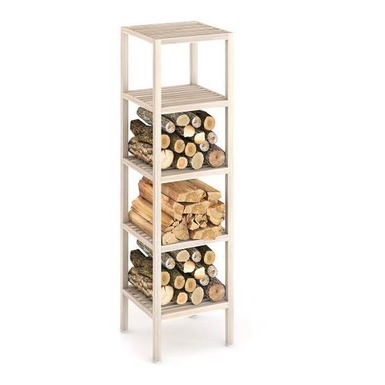 Interbuild Beyaz Masif Ağaç 134 cm Organik Ahşap 5 Katlı Çok Amaçlı Raf Raf - Ofis Fiyatı