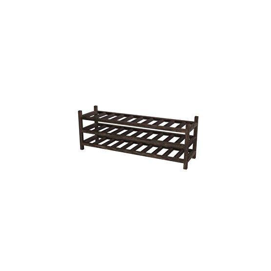 Interbuild Espresso 3 Katlı 30 Şişelik Masif Ağaç Şarap Rafı