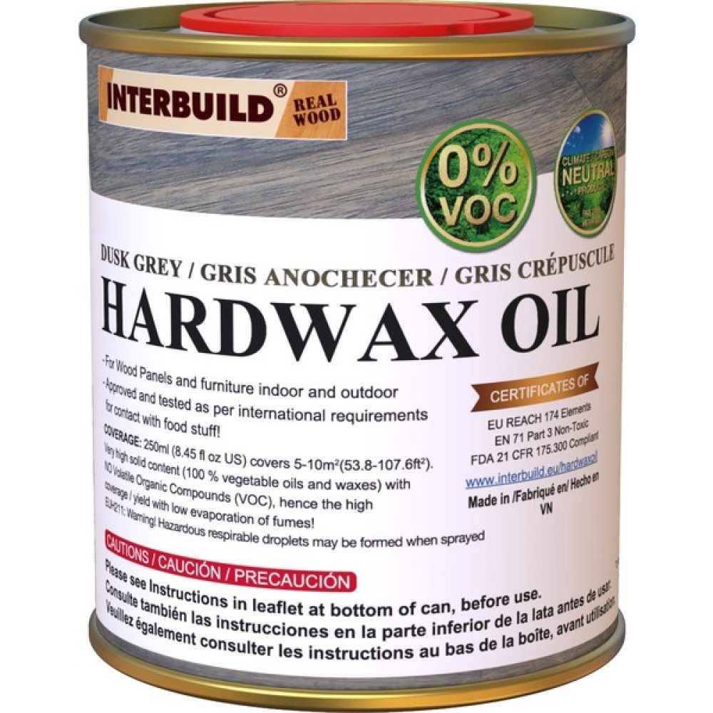 INTERBUILD REAL WOOD Interbuild Hardwax Oil (0%) Voc 250 ml Mobilya ve Ahşap Tezgah Yağı, Alaca Gri İç Cephe Duvar Boyası Fiyatı