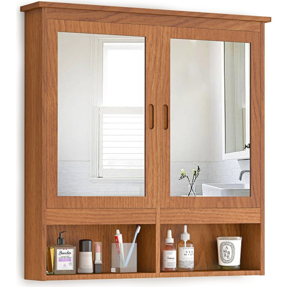 INTERBUILD REAL WOOD Interbuild Meşe Ahşap Aynalıbanyo Duvar Dolabı 100X100X16 cm Banyo Dolabı / Mobilyası Fiyatı