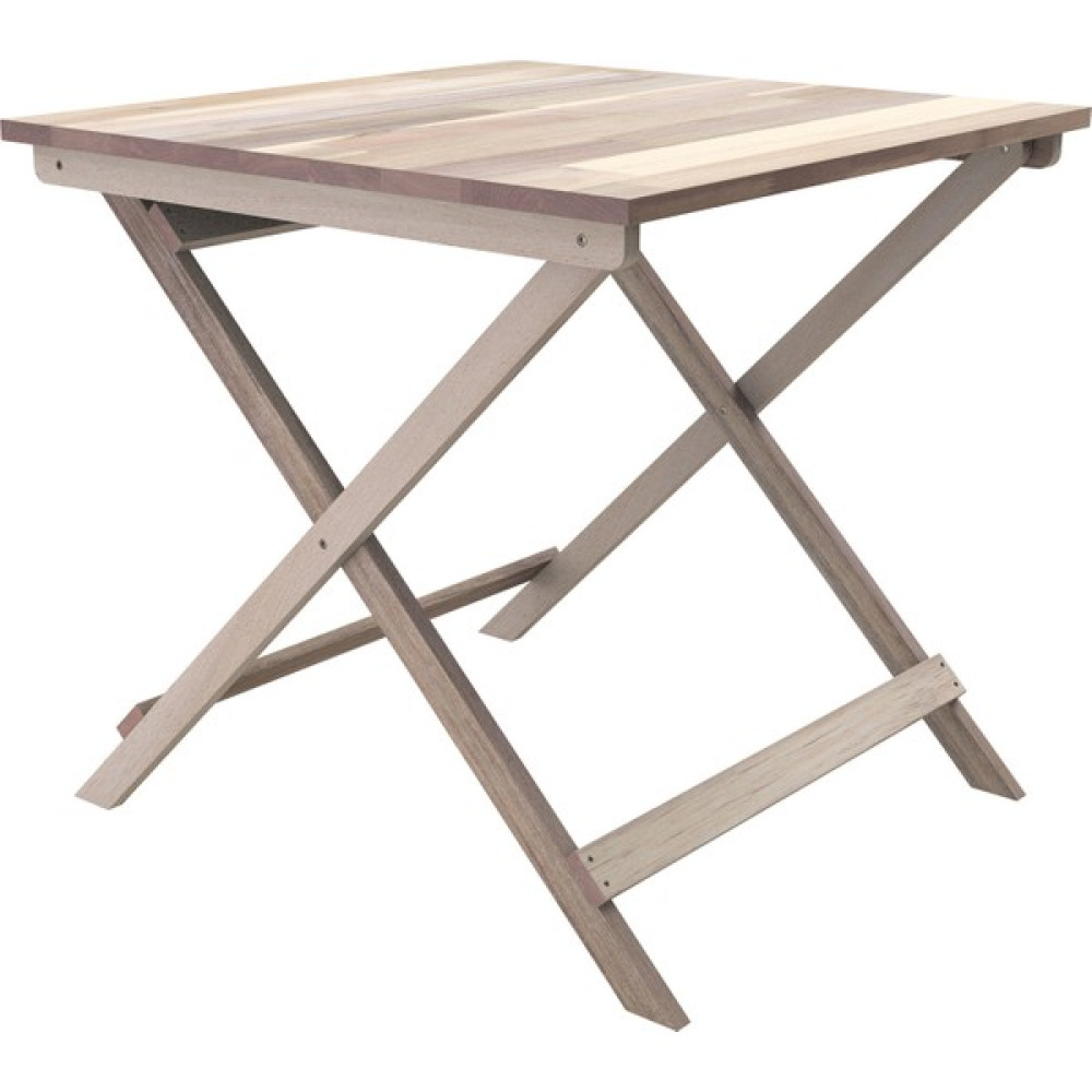 INTERBUILD REAL WOOD Interbuild Sydney Masif Ahşap Katlanır Bahçe Masası, 75X75X73 Cm, Organik Beyaz Bahçe Sehpası Fiyatı