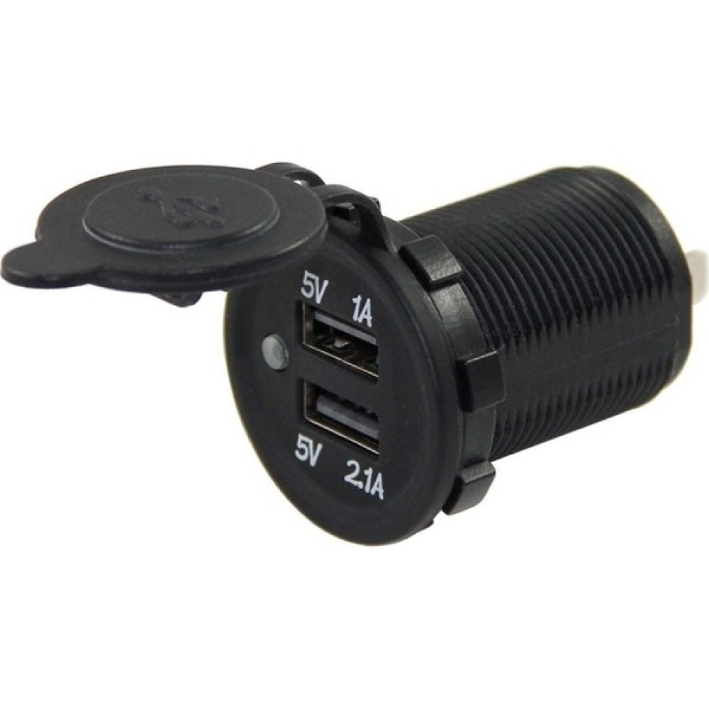 Intercom IC-266C Pano Tipi USB 8-32V Giriş 5V 1A / 5V 2.1A Çıkış Kulaksız 30MM USB Siyah Oto Teypleri Fiyatı