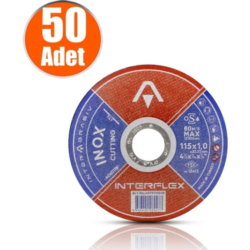 Interflex Inox Metal Kesici Taş Disk 115X1.0X22.23 mm (50 Adet) - 0 Testereler Fiyatı