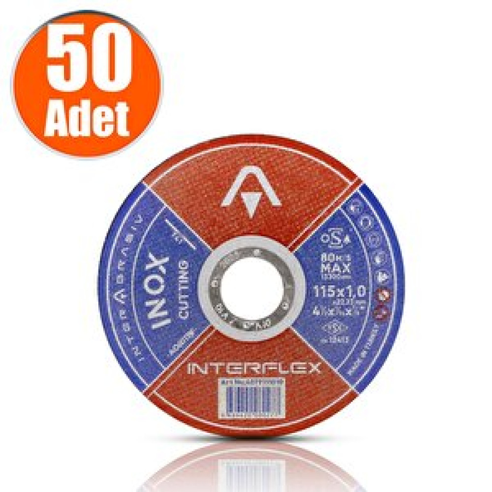 İnterflex İnterflex İnox Metal Kesici Taş Disk 115x1.0x22.23 Mm (50 Adet) Elektrikli El Aletleri Fiyatı
