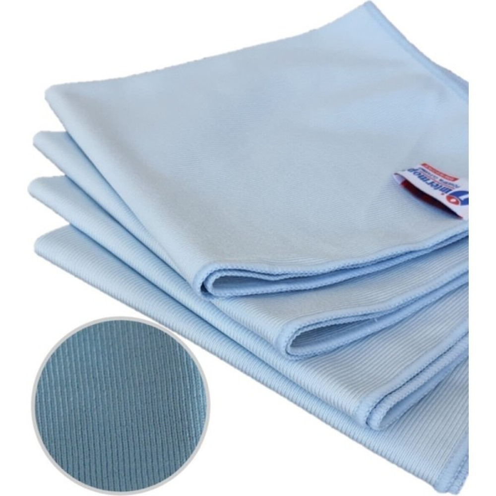 Intermop Mikrofiber Cam Silme Bezi Slim Doku 40X40 cm 4 Adet Mavi - Renkli Temizlik Malzemeleri Fiyatı