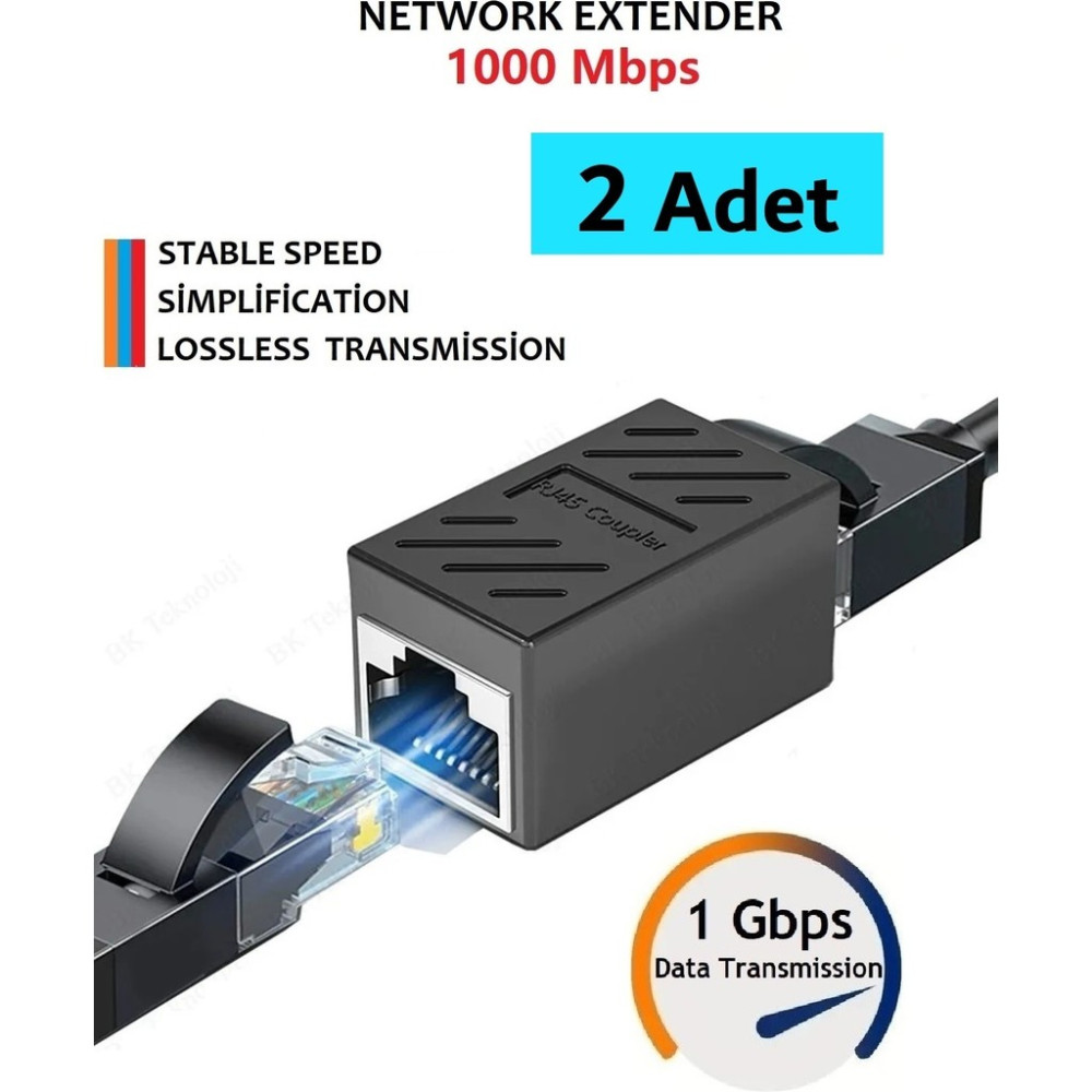 Internet Kablosu Uzatma Aparatı Ethernet RJ45 Jak Ekler Birleştirir Gigabit Cat5/cat6 - 2 Adet - Network Aksesuarları Fiyatı