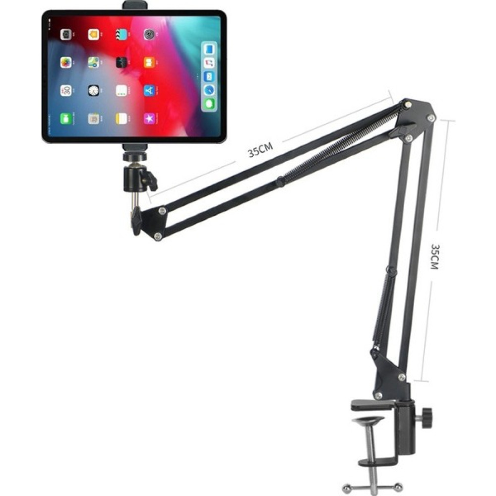 Inters Tech 360 Esnek Hareketli Uzun Kol Masa Başı Yatak Akıllı Telefon Tablet Tutucu Iphone-Ipad Uyumlu Stand - Siyah Tablet Aksesuarı Fiyatı