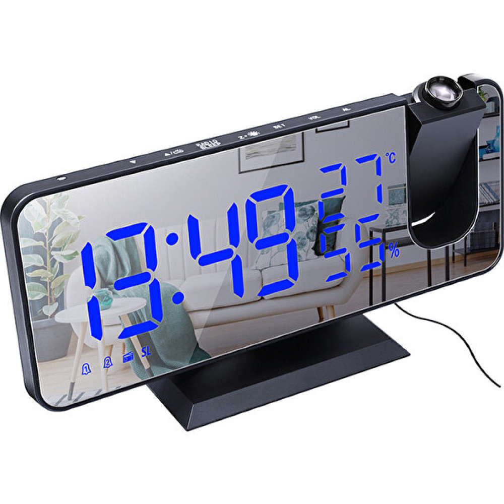 Inters Tech Çok Fonksiyonlu LED USB Dijital Ayna Projeksiyon Çalar Saat Ev Fm Radyo Termometre Higrometre USB Uyandırma Izle 180 ° Projektör Zaman ... Masa Saati Fiyatı