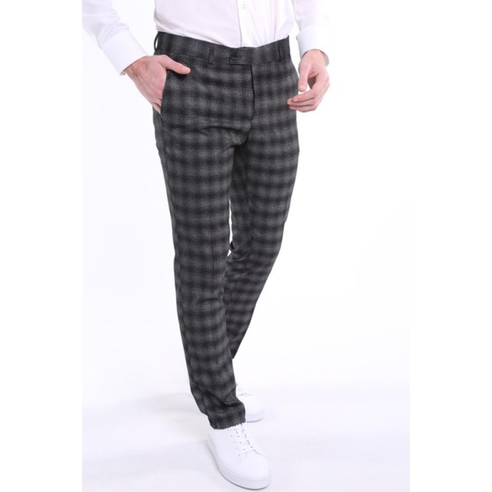 Intersivin Erkek Slim Fit Kareli Çizgili Kumaş Pantolon Erkek Pantolon Fiyatı