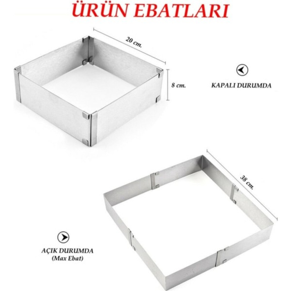 İntime Kare Ayarlanabilir 8 Cm Paslanmaz Çelik Kek Pasta Pandispanya Kalıbı Çemberi Kek Kalıpları Fiyatı