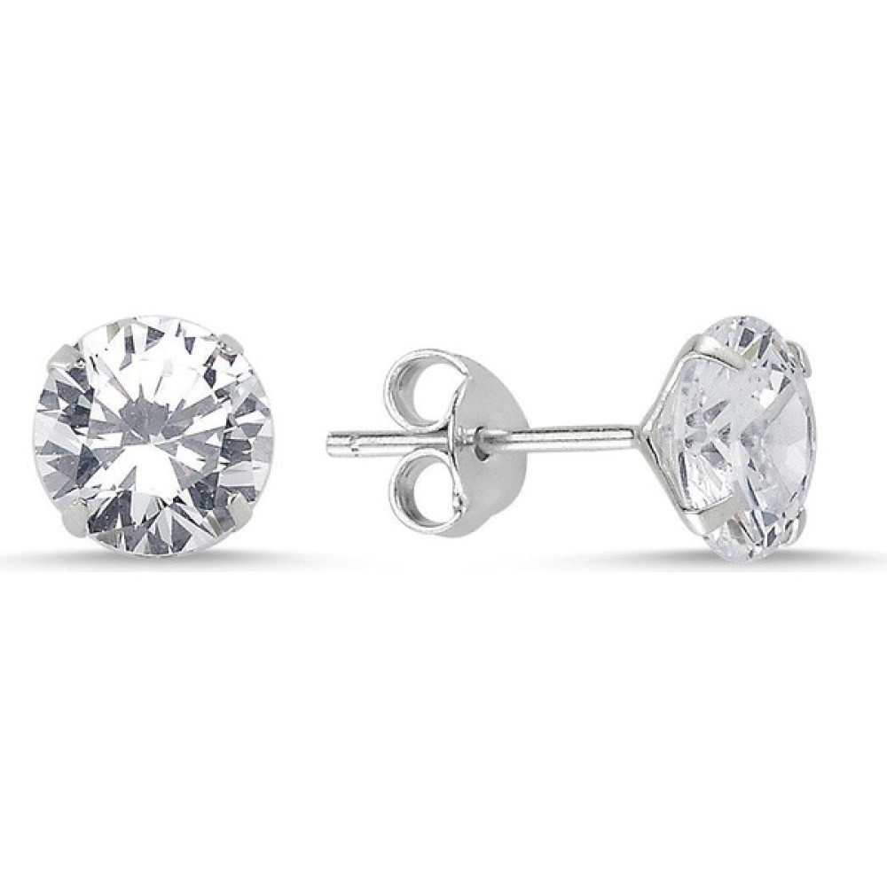 Inure Jewelry 925 Ayar Gümüş 7 Mm Yuvarlak Zirkon Tektaş Küpe Gümüş Küpe Fiyatı