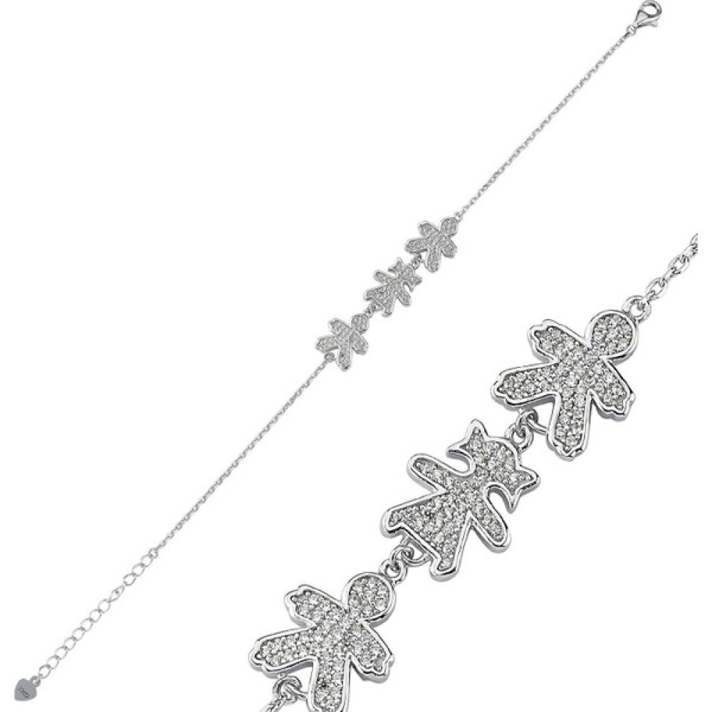 Inure Jewelry 925 Ayar Gümüş Erkek ve Kız Çocuk Motifli Zirkon Taşlı Bileklik - 14082 Saat ve Bileklik Aksesuarı Fiyatı