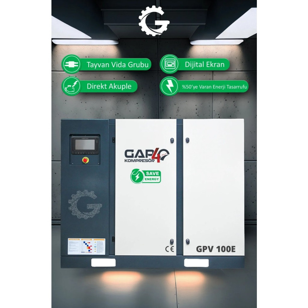 Invertörlü Vidalı Hava Kompresörü 100HP (Tek Makine) GPV100E Hava Kompresörü Fiyatı