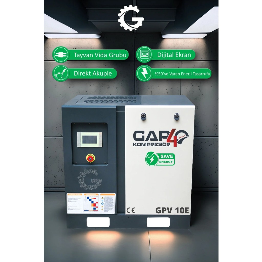 Invertörlü Vidalı Hava Kompresörü 10HP (Tek Makine) GPV10E Hava Kompresörü Fiyatı