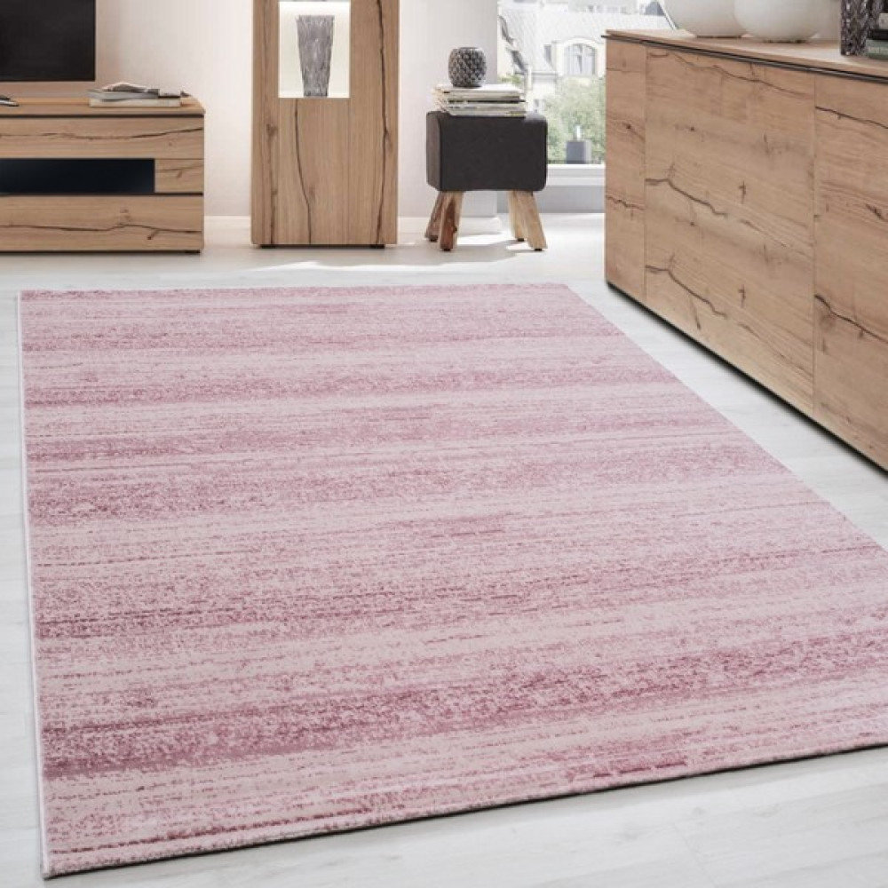 Invictex Modern Desenli Halı Düz ve Tek Renk Pembe Taramalar Makine Dokuma Halı - 200 x 290 cm Salon Halısı Fiyatı