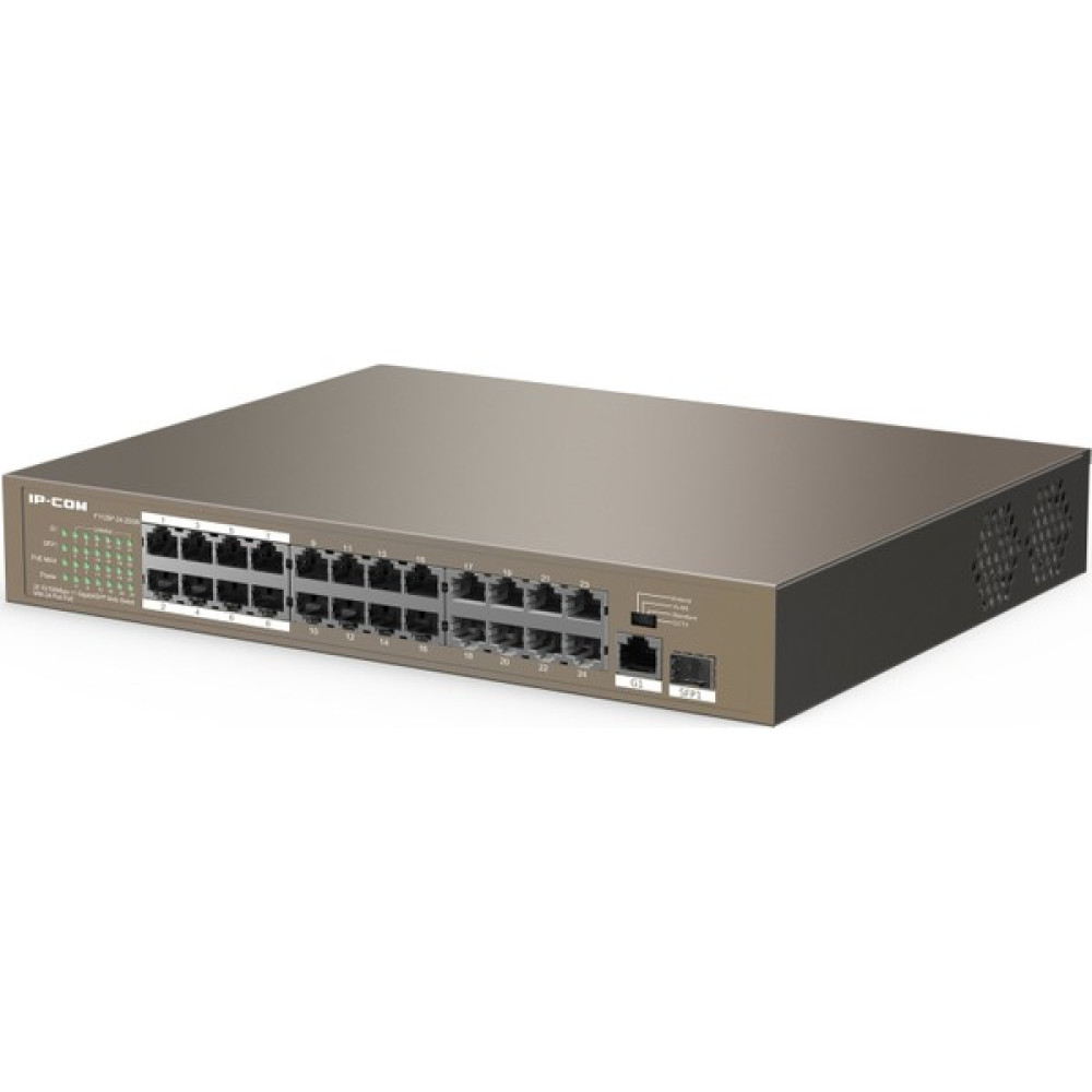 IP-Com F1126P-24-250W 24 port 10/100 + 2 port Gigabit 1SFP 10/100/1000 Yönetilemez 24 Port Poe Switch Hub & Switch Fiyatı
