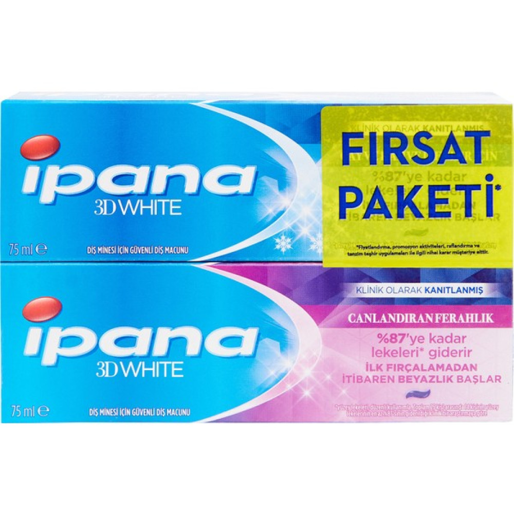 Ipana 3 Boyutlu Beyazlık Diş Macunu Canlandıran Ferahlık 75 ml x 2 Diş Macunları Fiyatı