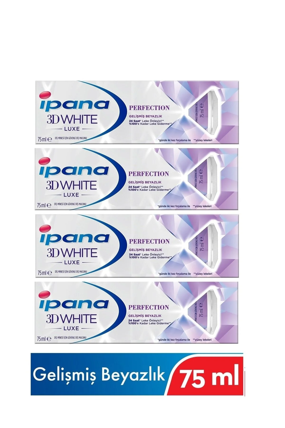 İpana 3d Whıte Luxe Perfection Gelişmiş Beyazlık Diş Macunu 75 Ml X 4 Adet" Diş Macunları Fiyatı