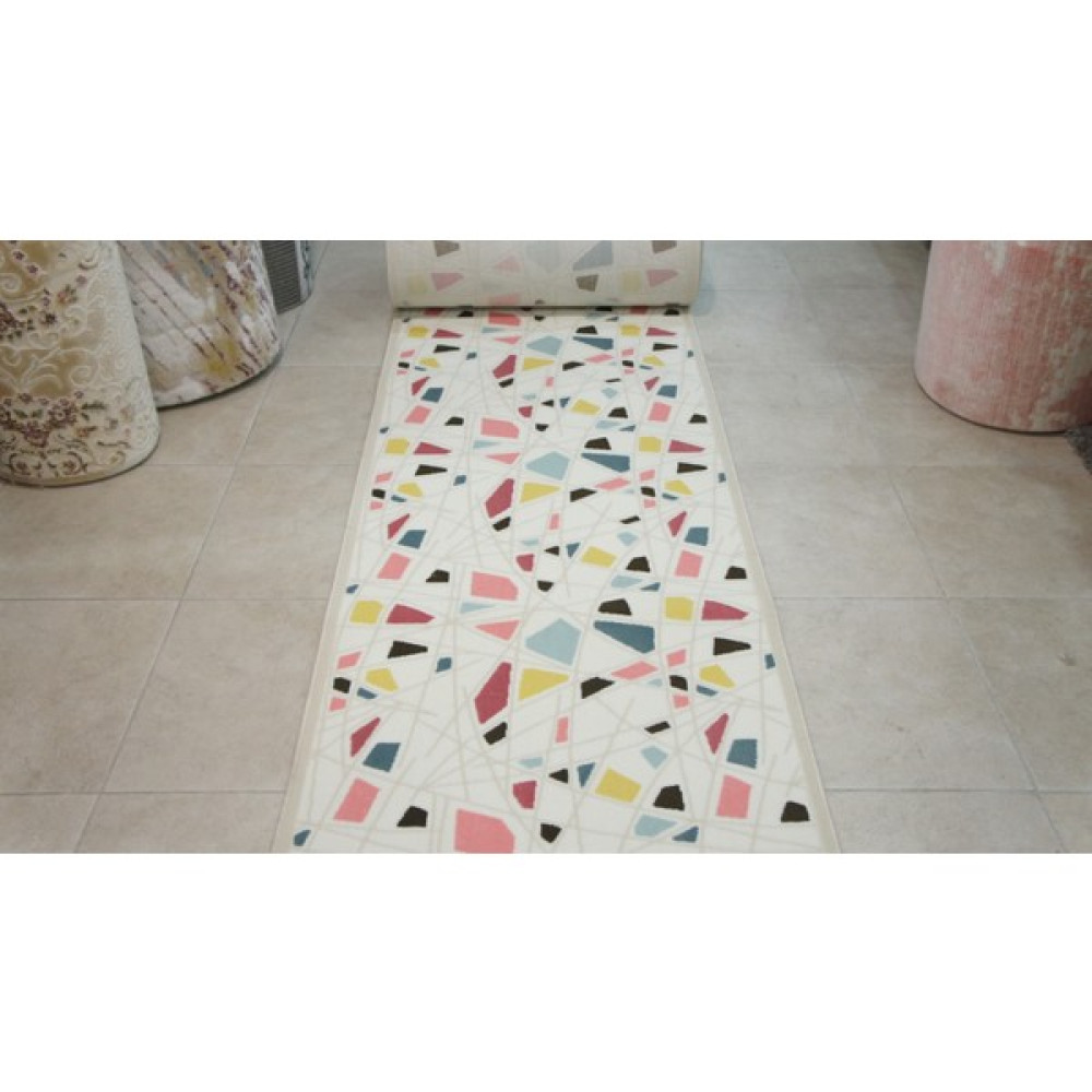 Ipek Halı Cıvıltı Serisi 0106 Kesme Koridor Halısı, Kesme Halı Yolluk En 80 cm - Krem - Pembe - 80 x 150 cm Yolluk Fiyatı