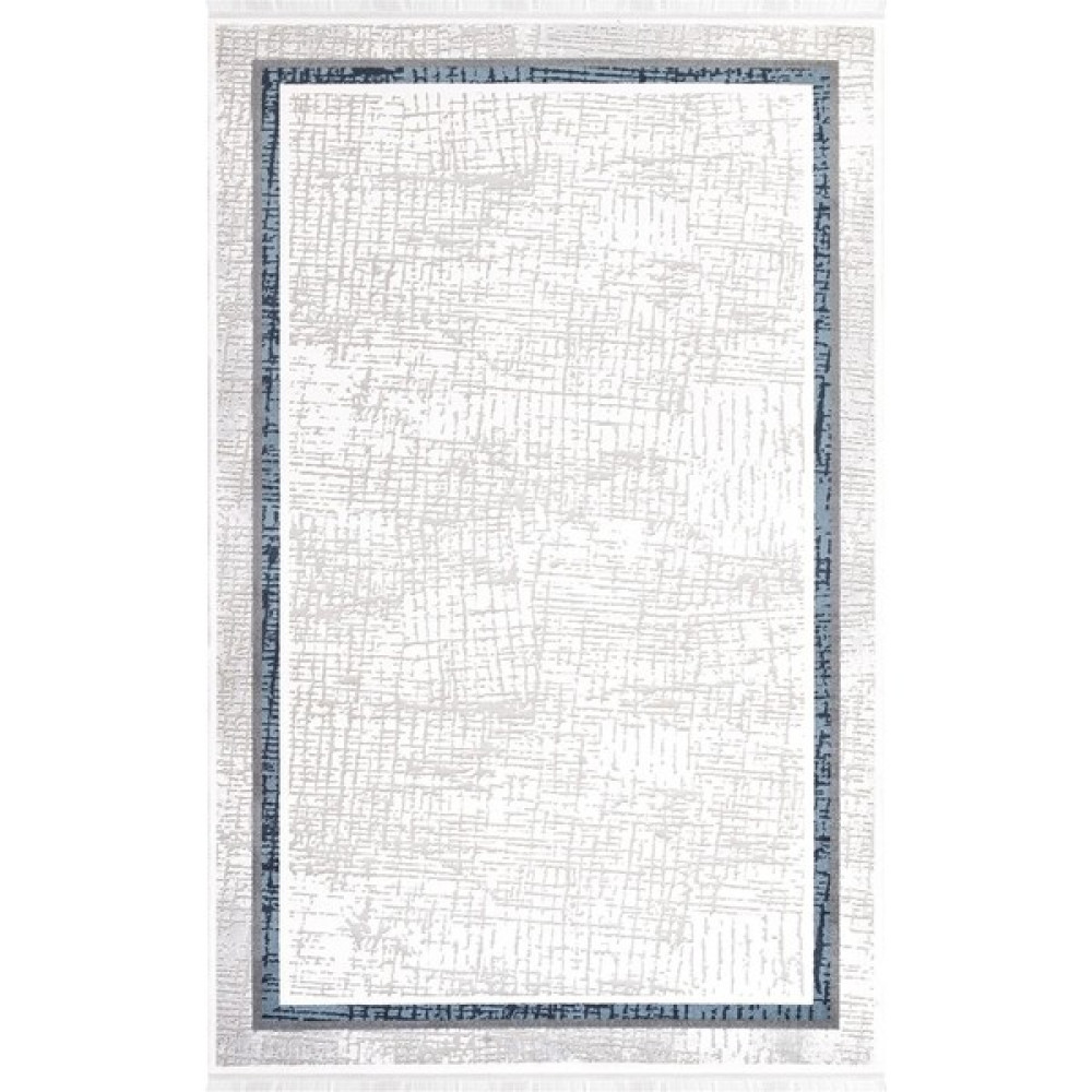 İpek Mekik Halı İpek Halı 11255 Filiya Salon, Mutfak, Oturma Odası, Çocuk Odası Halisi – İpek Mekik Hali - 100 x 300 cm - Krem - Mavi Salon Halısı Fiyatı
