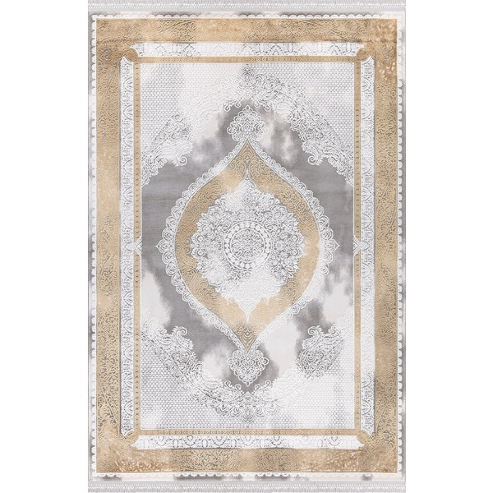 İpek Mekik Halı İpek Halı Blossom 13416 Salon, Mutfak, Oturma Odası, Çocuk Odası Halisi – İpek Mekik Hali - Gri - Sarı - 200 x 300 cm Salon Halısı Fiyatı