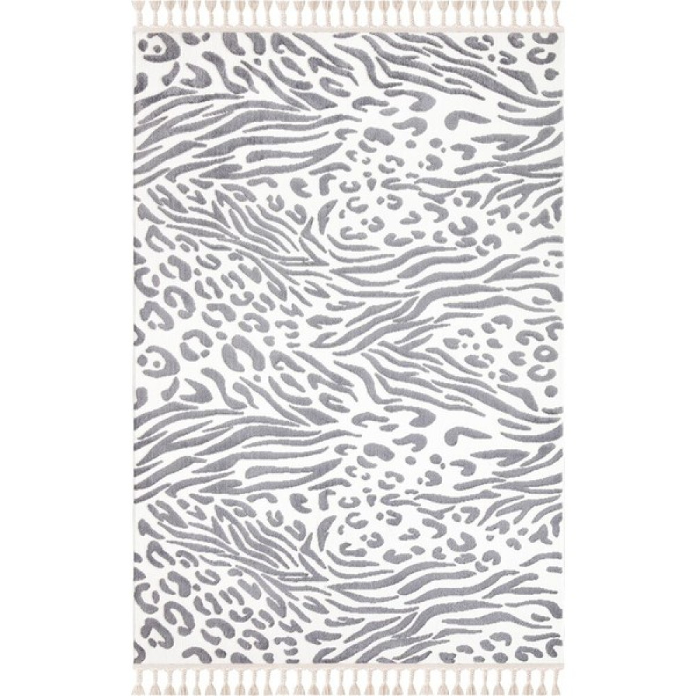 İpek Mekik Halı İpek Halı İpek Lux 11705 Salon, Mutfak, Iç ve Dış Mekan Loop Halı– İpek Mekik Hali - 160 x 230 cm - Gri - Beyaz Salon Halısı Fiyatı