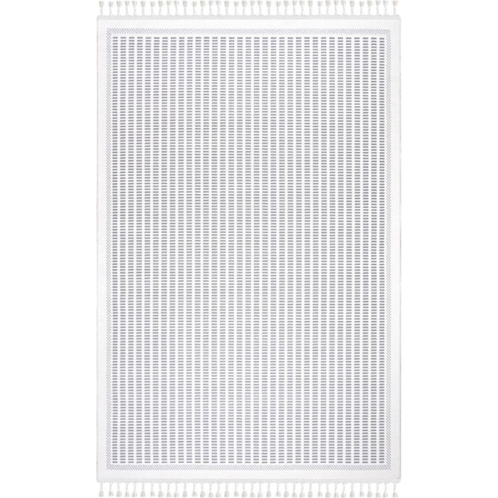 İpek Mekik Halı İpek Halı Lupin 18554 Iç ve Dış Mekan Dekoratif Loop Halı – İpek Mekik Hali - 100 x 200 cm - Beyaz - Gri Salon Halısı Fiyatı