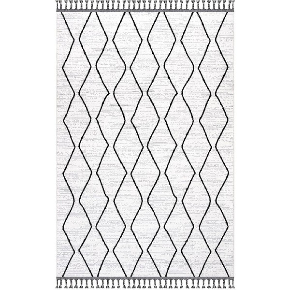 İpek Mekik Halı İpek Halı Lupin 18561 Iç ve Dış Mekan Dekoratif Loop Halı – İpek Mekik Hali - 120 x 180 cm - Krem - Gri Salon Halısı Fiyatı