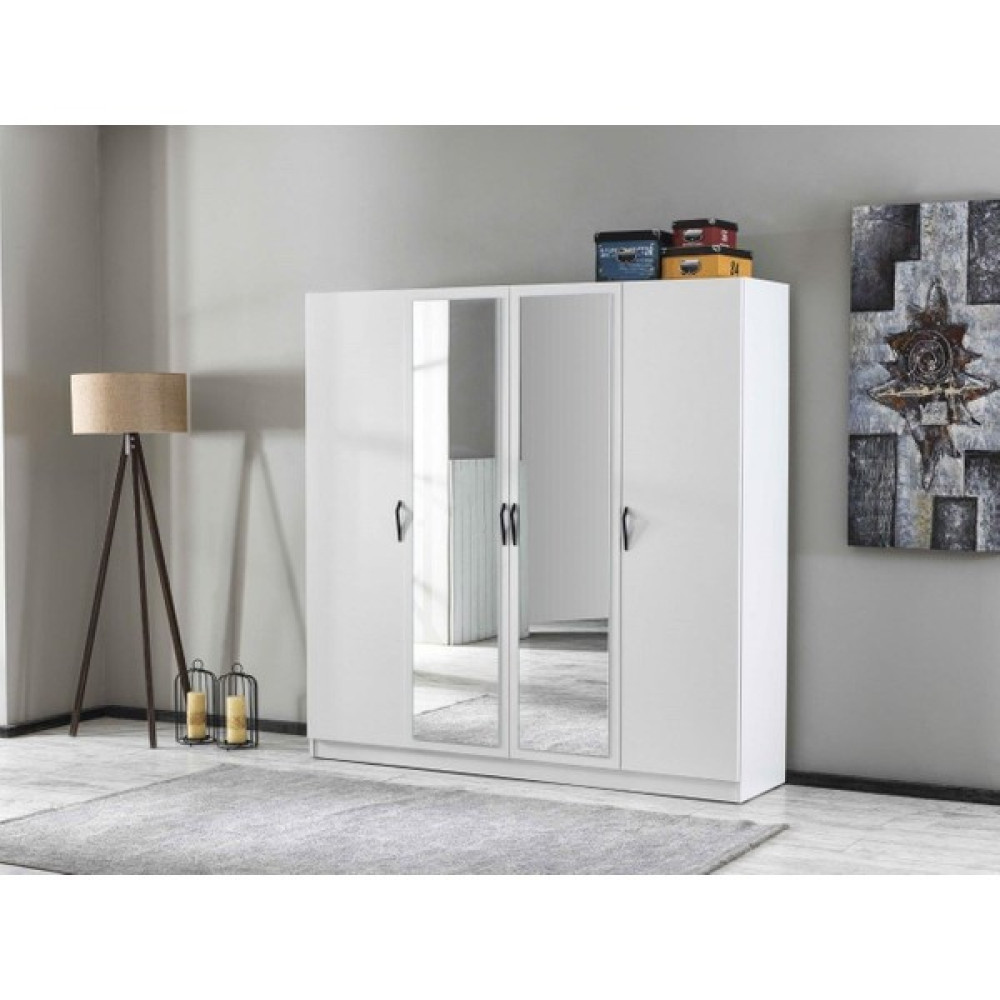 Ipek Mobilya Evora 4 Kapaklı Dolap Genişlik 140 cm ( Beyaz ) - Krem Gardrop & Dolap Fiyatı